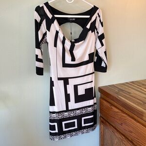 Analili Black and White Long Sleeve Dress